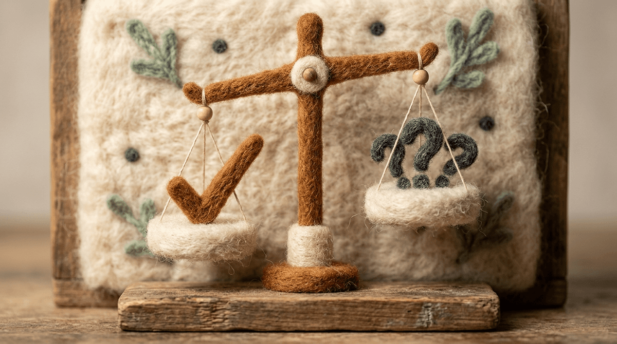 Needle-felted balance scale