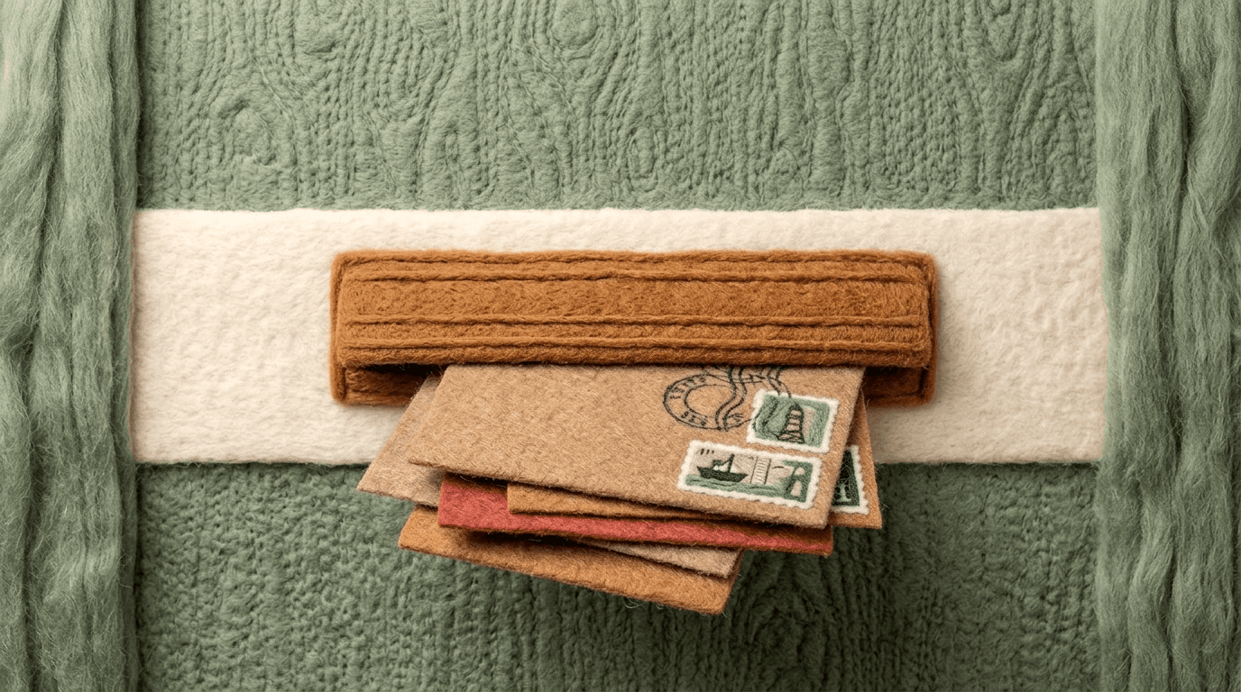 Needle-felted mailbox with letters